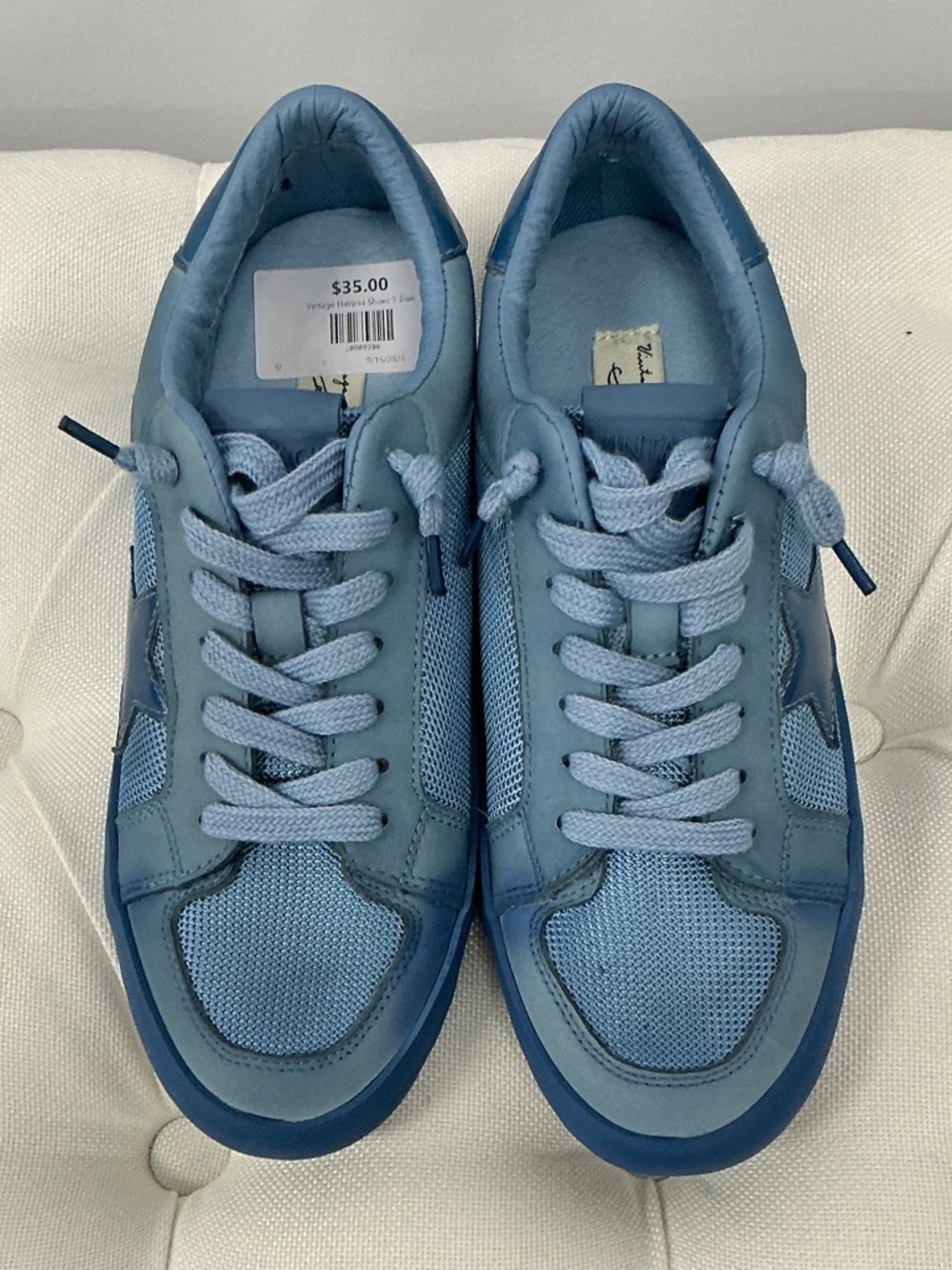 Vintage Havana Men's Light Blue Lace-Up Sneakers